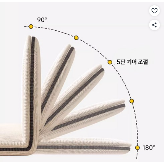 360도 회전 가능 등받이 앉은뱅이 접이식 허리 작업 쿠션 앉는 바닥접이식 5단 각도조절 좌식 의자, 1개, 캐시미어-옐로우(360도회전가능)할인· 05:25:1 상세 이미지 2