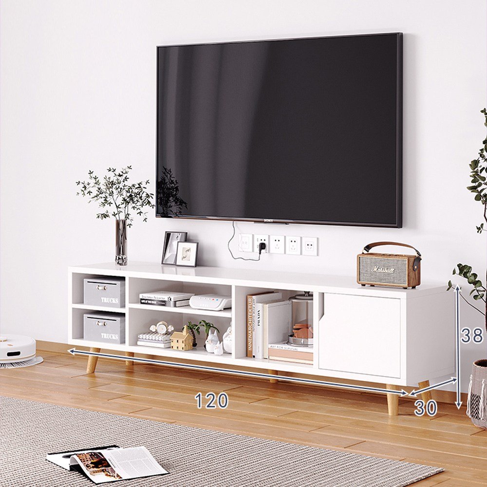 Zzang Room 오픈형 원룸 거실수납장 TV 캐비닛장식장, 화이트 상세 이미지 1
