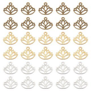 120개 연꽃 합금 패션펜던트 DIY 악세사리 귀걸이 목걸이 키링 부자재 14x16x1.4mm 구멍: 1.5mm, 혼합 색상