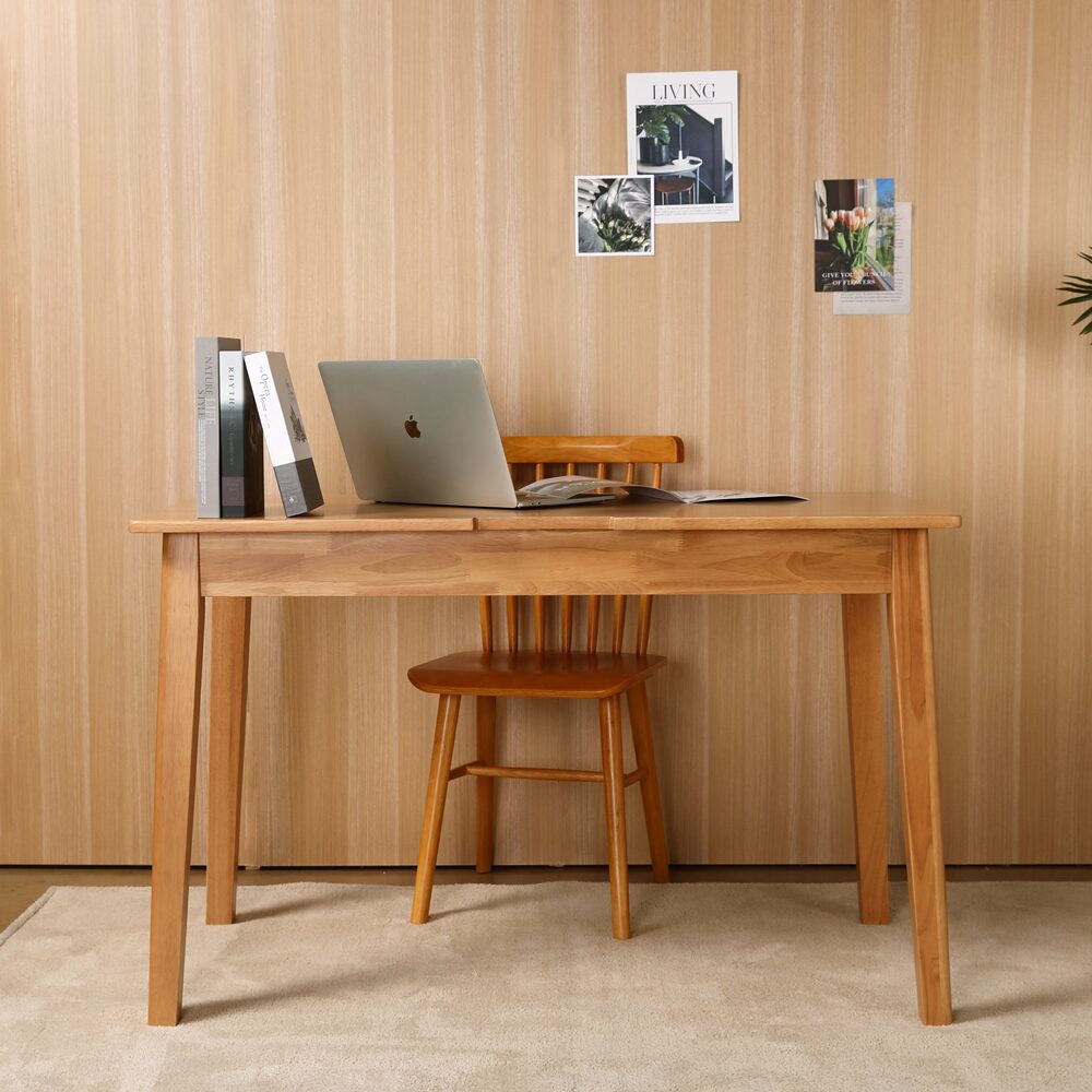 엄마가구 플레인 고무나무 원목 책상 1000 1200 1500 1800, 원목책상 1000할인 상세 이미지 1