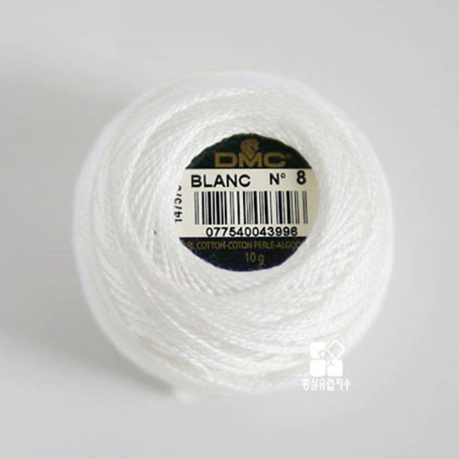 DMC면사 8번사 자수실 펄코튼사 /콘사, 1개, 화이트BLANC
