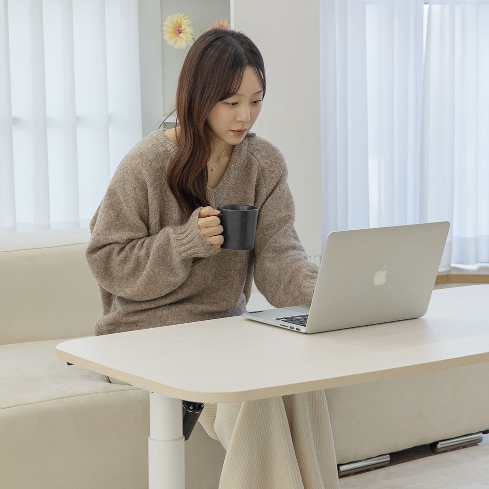 롱코 모션테이블 전동 거실 테이블 높이조절 좌식 모션데스크, 화이트 1000 상세 이미지 2