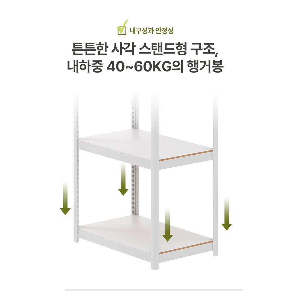 홈던트하우스 국내 제조 시스템 옷장 서랍 행거 방문설치, 화이트 상세 이미지 1