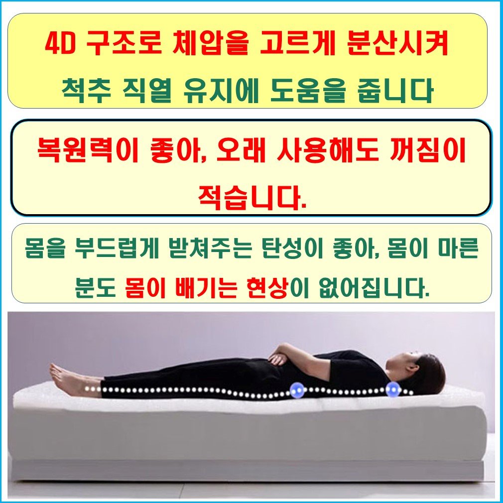 물세척 POE매트리스/시원한 여름 따뜻한 겨울/돌침대 전용매트 흙침대 토퍼/땀이 차지않는 매트리스/허리아픈 분/돌침대의 효능은 그대로 딱딱함은 해결/매쉬커버/몽*-하니슬립매트리스, 슈퍼싱글 상세 이미지 1