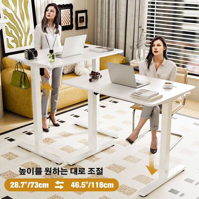 Ergomaker 전동 높낮이 조절 스탠딩 책상 공부 게이밍 사무용 조절 모션데스크 90*60, 화이트할인 상세 이미지 2