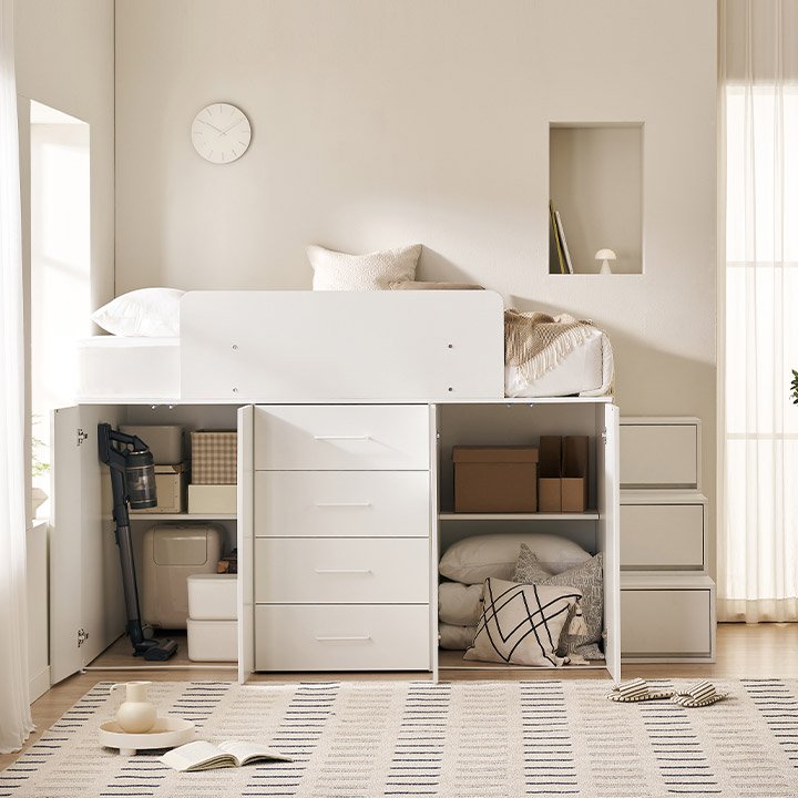 삼익가구 빅룸 빅수납 침대 벙커+서랍+행거 풀세트 시리즈, 02. B타입(벙커+서랍+행거)_매트제외할인 상세 이미지 2