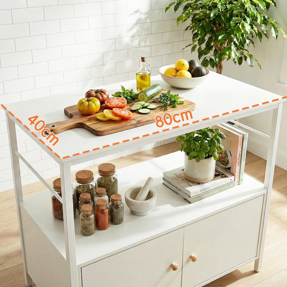 KOTTII 800 x 400 x 850 주방 수납장 다용도 주방 진열대 정리대, 3단, 화이트 상세 이미지 1