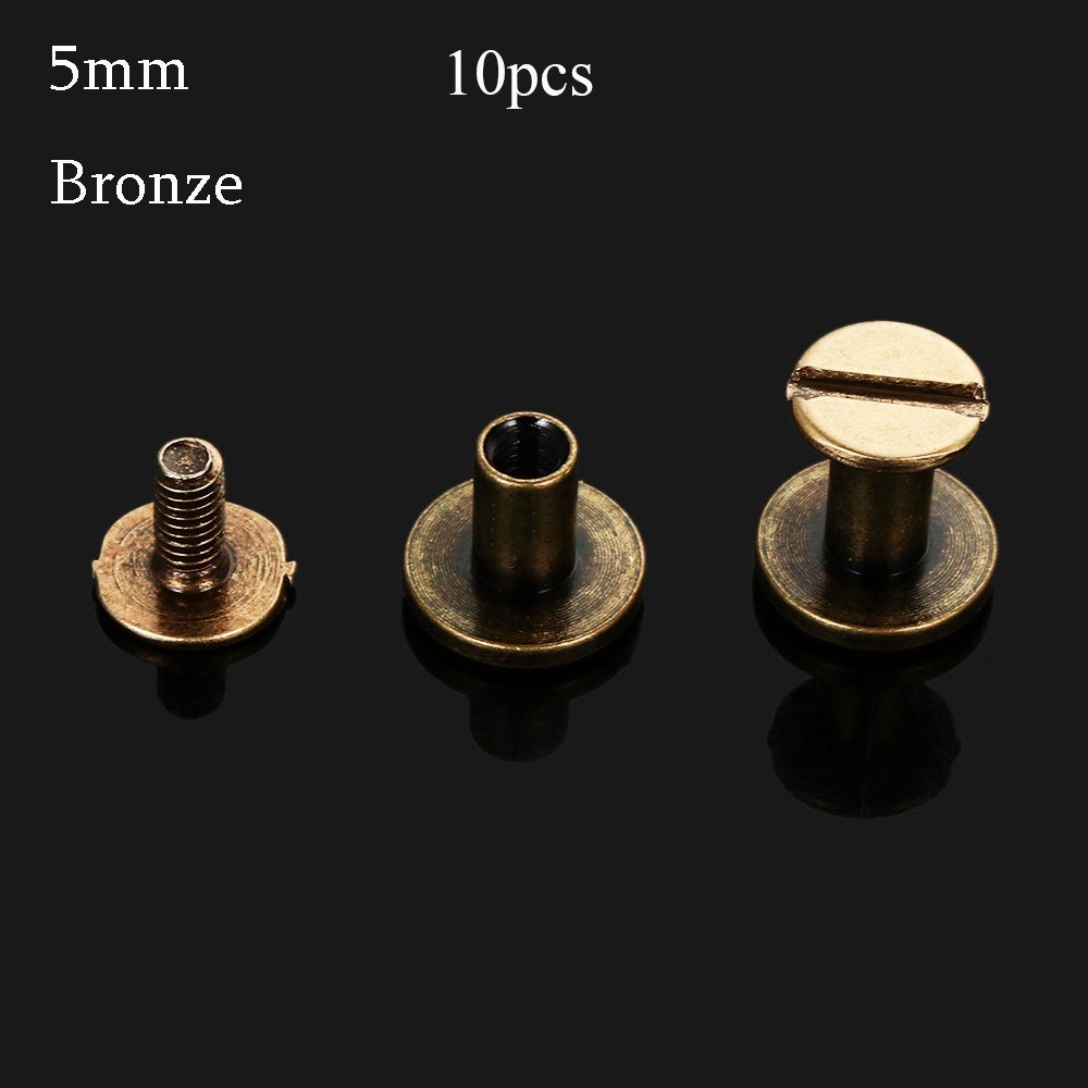 라운드 가죽 단추 나사 5MM 솔리드 볼트 스트랩 신발 네일 10 가방 수하물 8MM 리벳 의류 공예, bronze 5mm 10pcs 상세 이미지 1