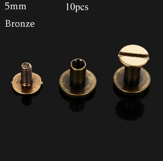 라운드 가죽 단추 나사 5MM 솔리드 볼트 스트랩 신발 네일 10 가방 수하물 8MM 리벳 의류 공예, bronze 5mm 10pcs