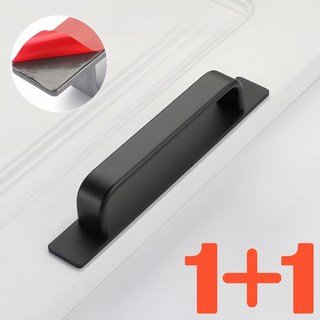 My Goods 1+1 강력 접착 무타공 손잡이 문 가구 부착식 창문 베란다문 서랍 싱크대 유리문, 블랙, 2개할인